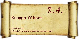 Kruppa Albert névjegykártya